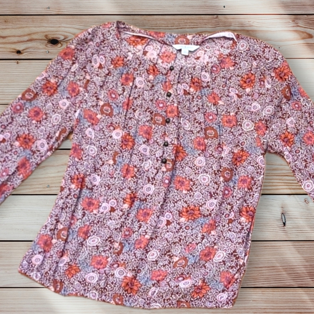 Lucky Brand Floral Boho Top Size Small